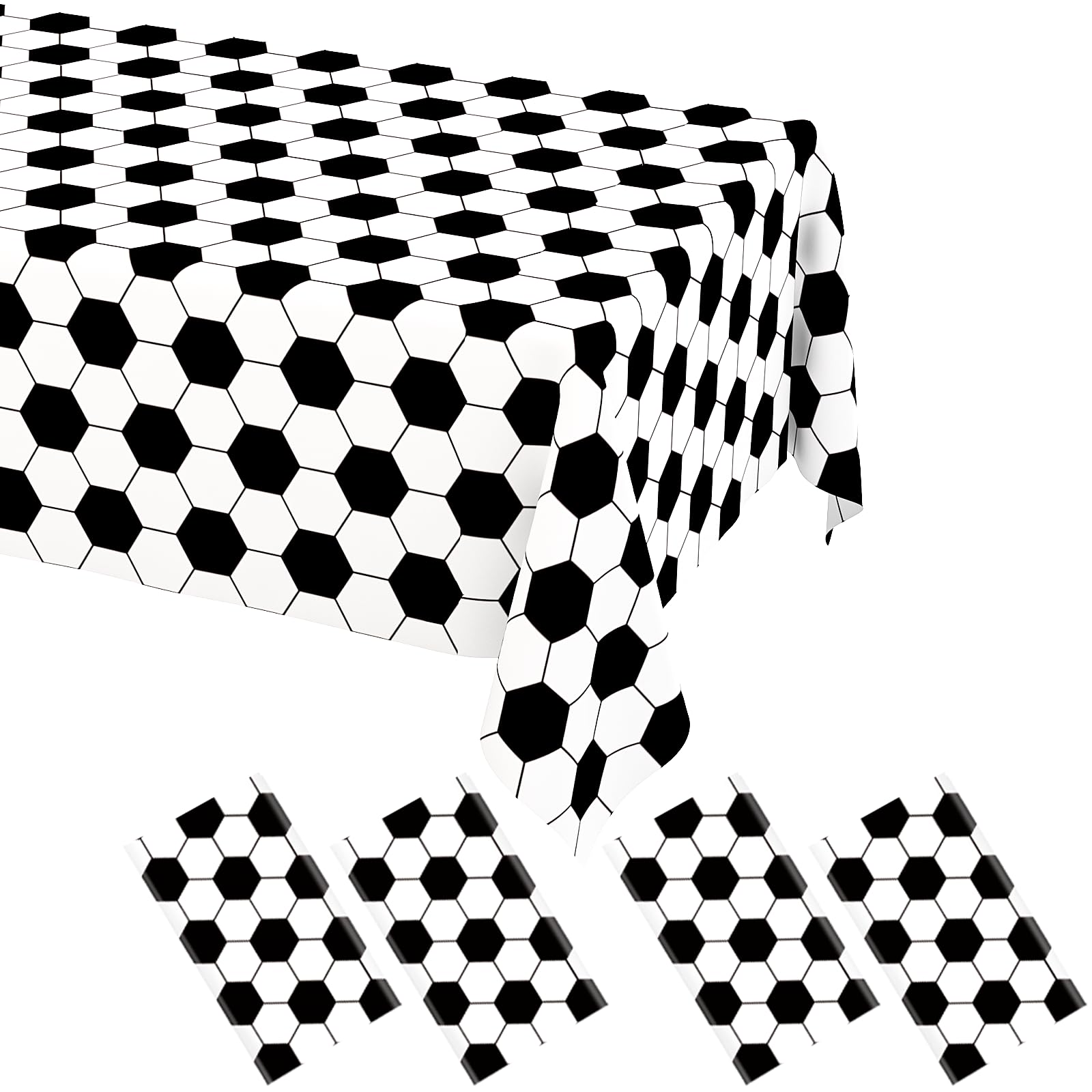 WNINK 4 Pack Soccer Party Tablecloths Soccer Theme Disposable Plastic Table Cloth Soccer Sports Party Table Covers for Soccer Theme Birthday, Outdoor