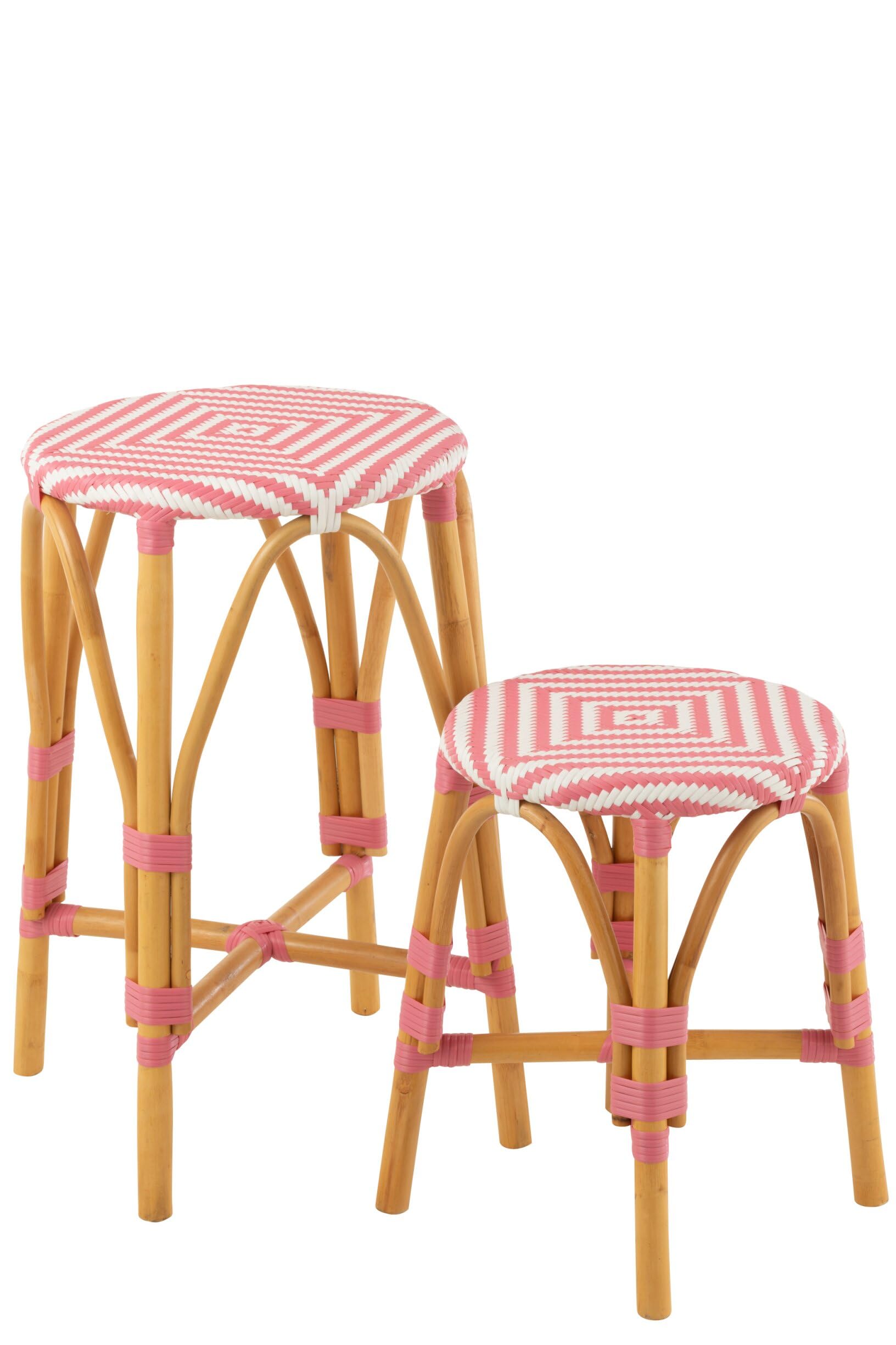 J-line Tabouret de Bar Live - rotin - Naturel/Rose - Large