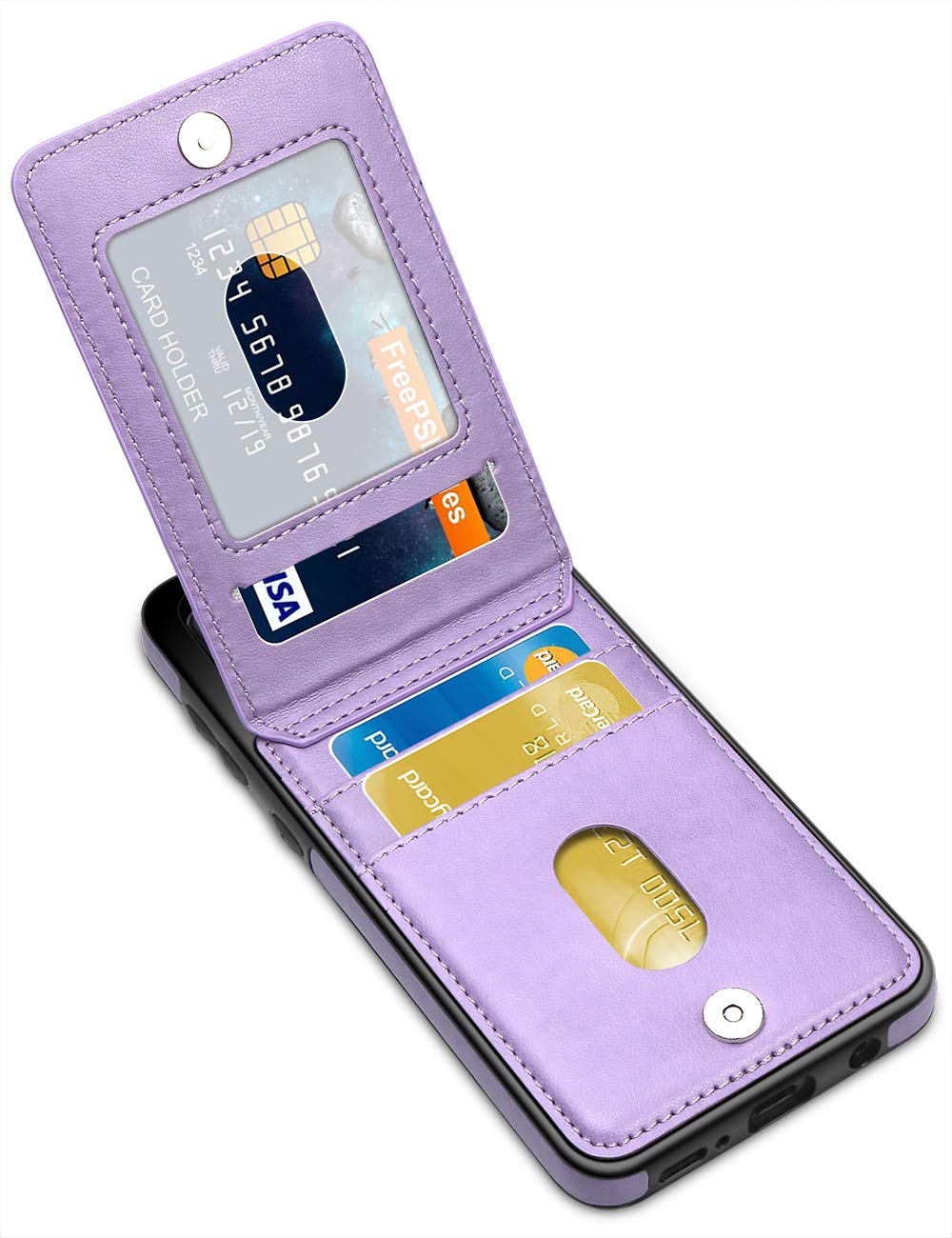 LakiBeibi Samsung A70 Case, Samsung A70 Card Holder Case, Premium Leather Flip Case Galaxy A70 Wallet Case for Women Girls Shock-Absorbing Protective Case for Samsung Galaxy A70 (2019)/A70s, Purple