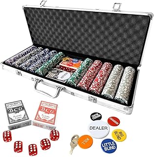 Casino Poker Chips Set, 500PCS 11.5 Gram 6 Colors Eagle Pattern Casino Chips Poker Set with Aluminum Travel Case,6 Button...