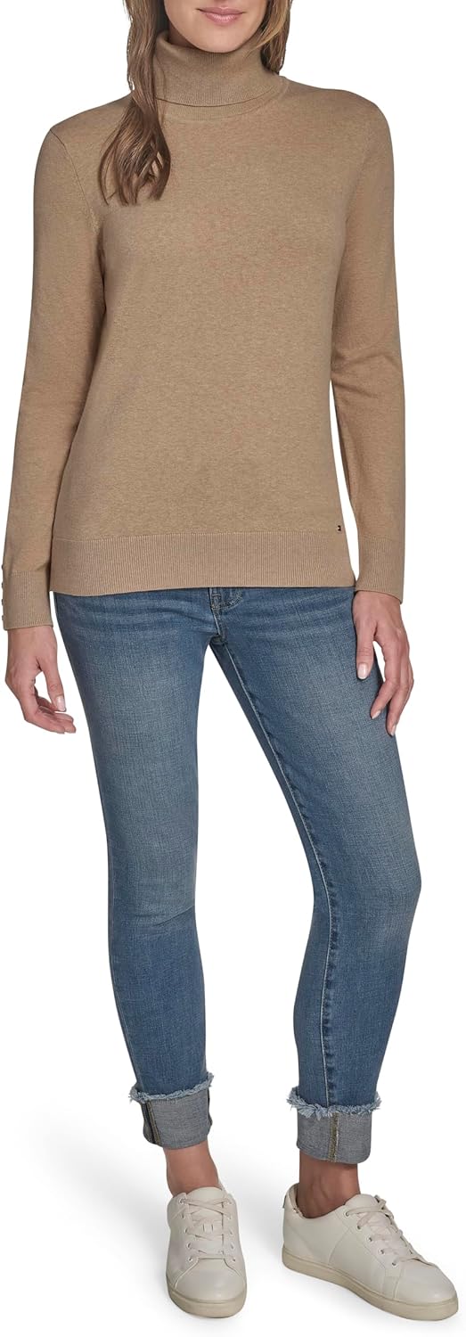 Tommy Hilfiger Womens Cotton Lightweight Turtleneck Sweater - Image 2