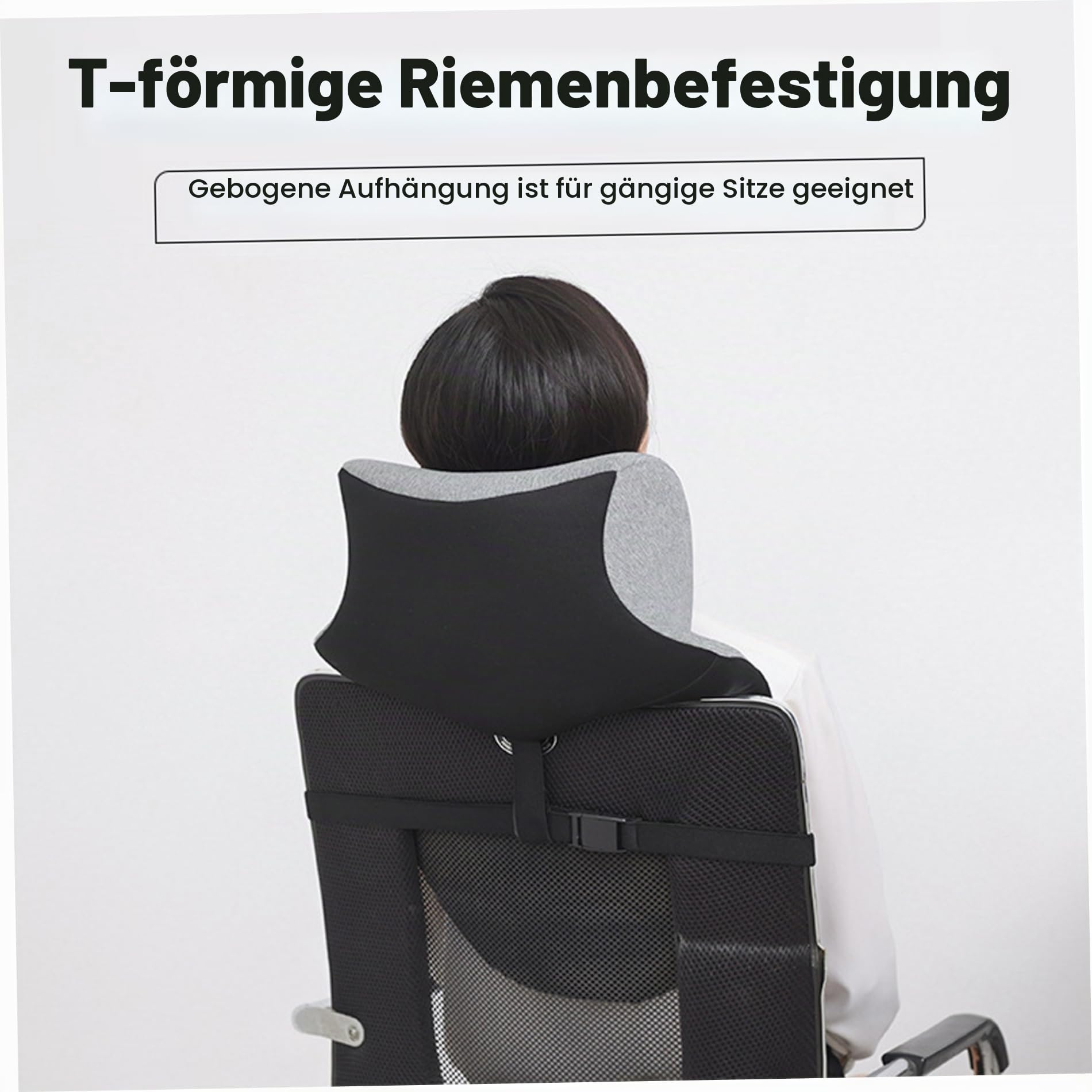 Ergonomische Nackenstütze aus Memory-Schaum für Bürostuhl, mit festem Gurt für Stühle ohne Kopfstütze