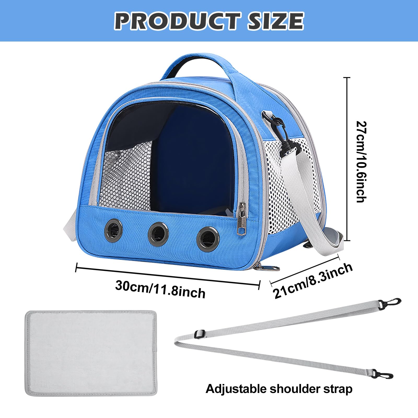 Sac de Transport pour Petits Animaux,Sac Transport Chat Chien,Cage Transport Lapin,Sac Chat Portable,Sac Voyage Chat Pliable,Sac de Voyage pour Animal,pour Oiseaux, Chatons, Chiots, Hamsters,Bleu