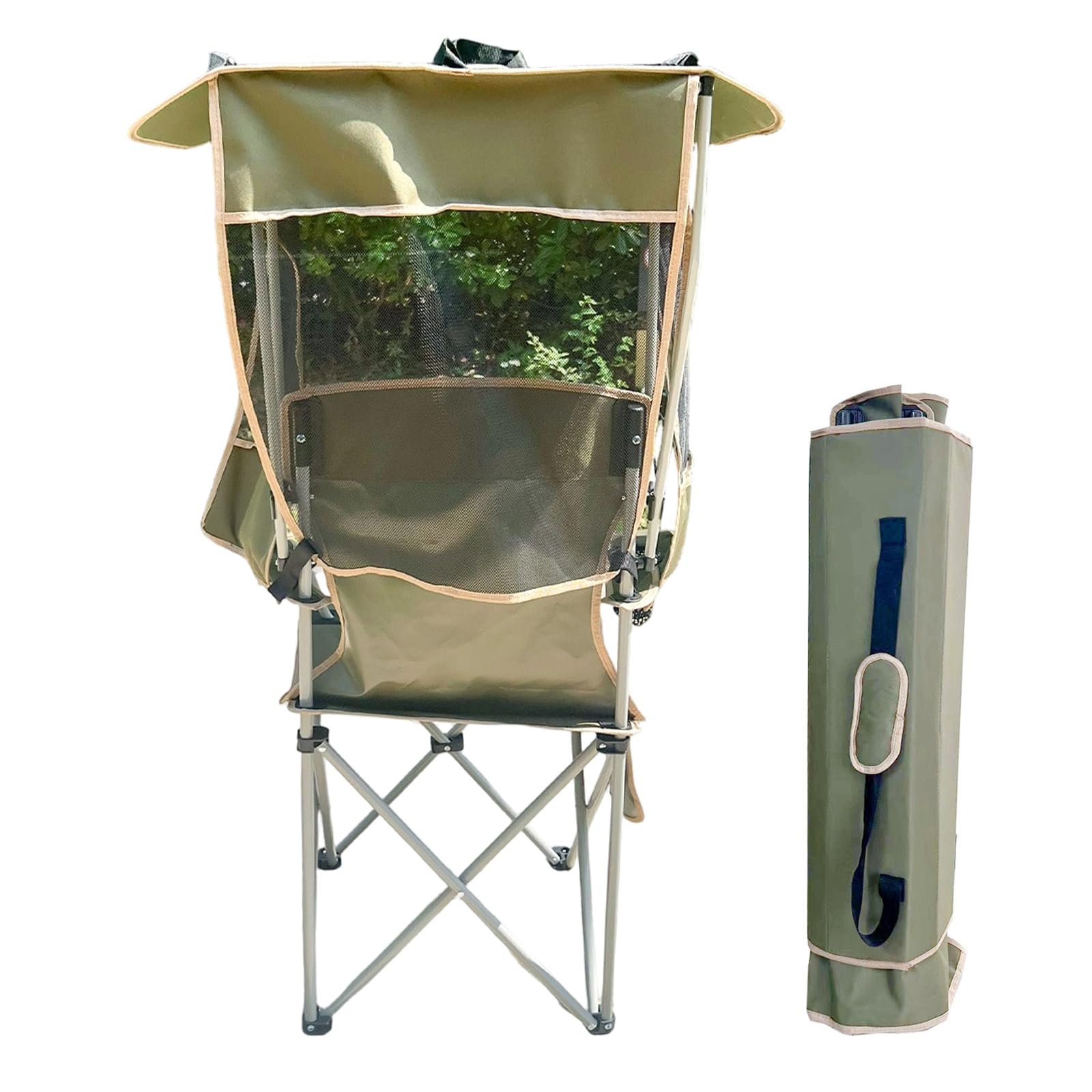 Sedia pieghevole per evidenziare riparo modificabile e tasche laterali, ideale per spiaggia, campeggio e incidenti sportivi con portabicchieri