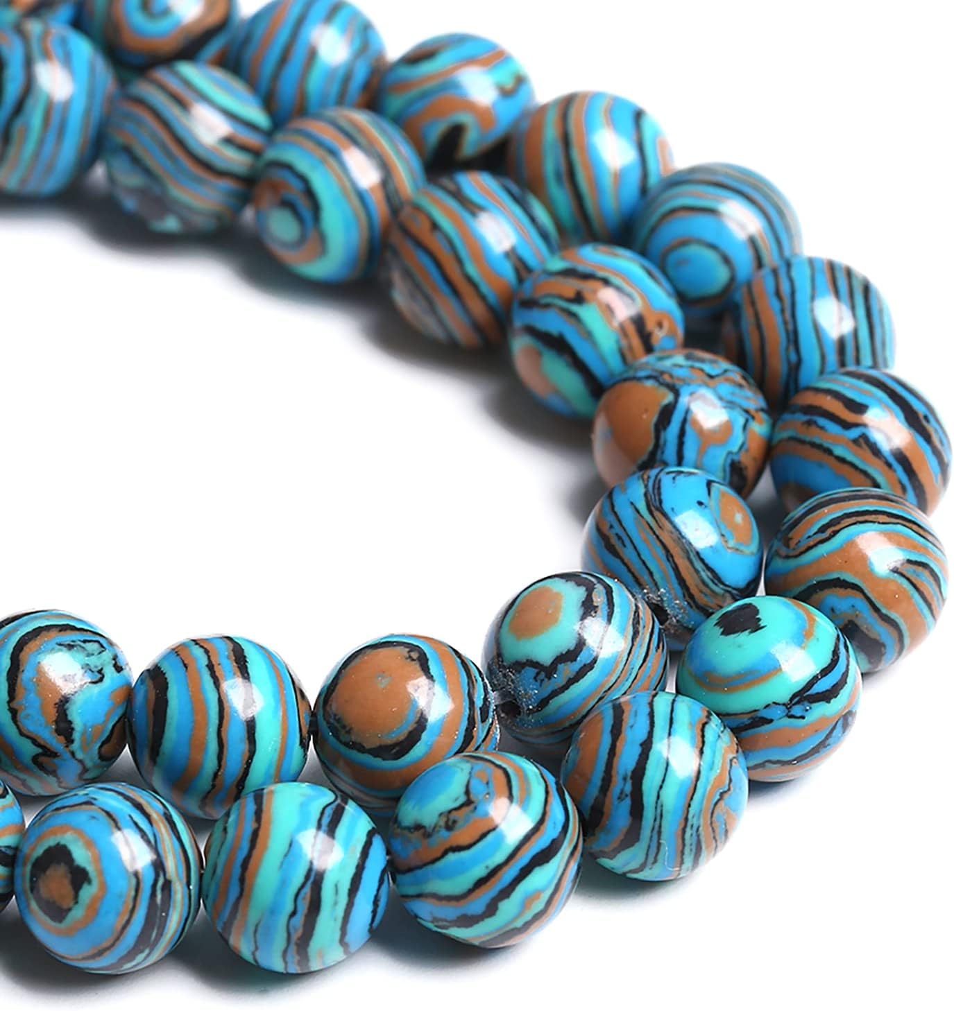 8MM 45PCS Blue Malachite Spacer Loose Beads for Jewelry Making DIY Bracelet Necklace 1 Strand 15’’ - Image 3