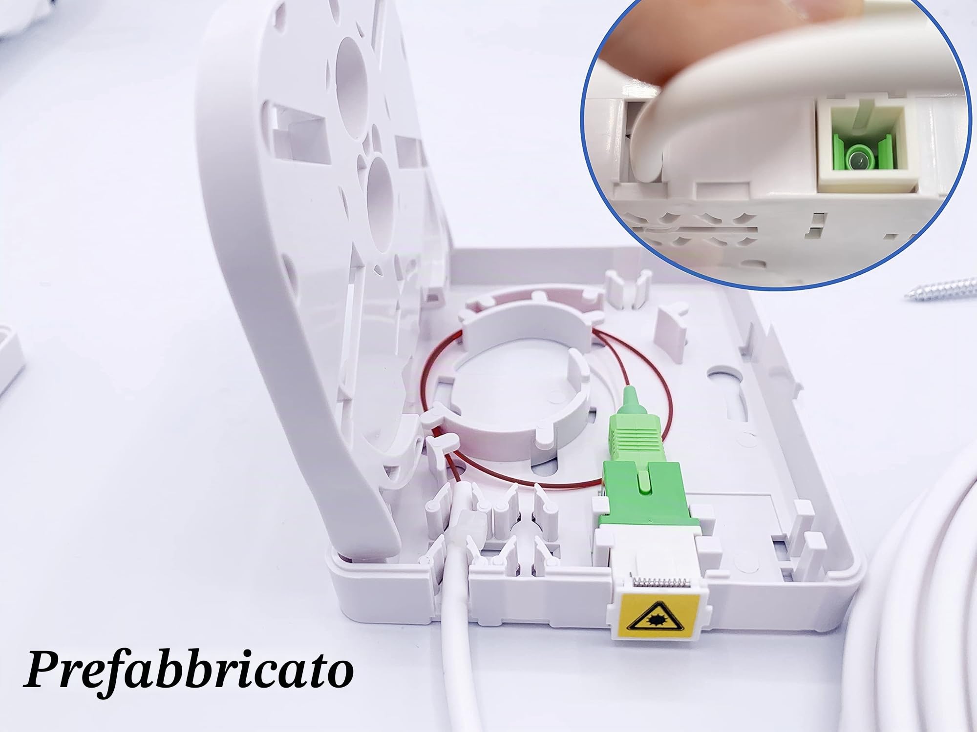Elfcam® - Cavo Fibra Ottica SC/APC per SC/APC Simplex Monomodale con Presa Terminale Ottico PTO per Allungare Cavo Fibra (20M)