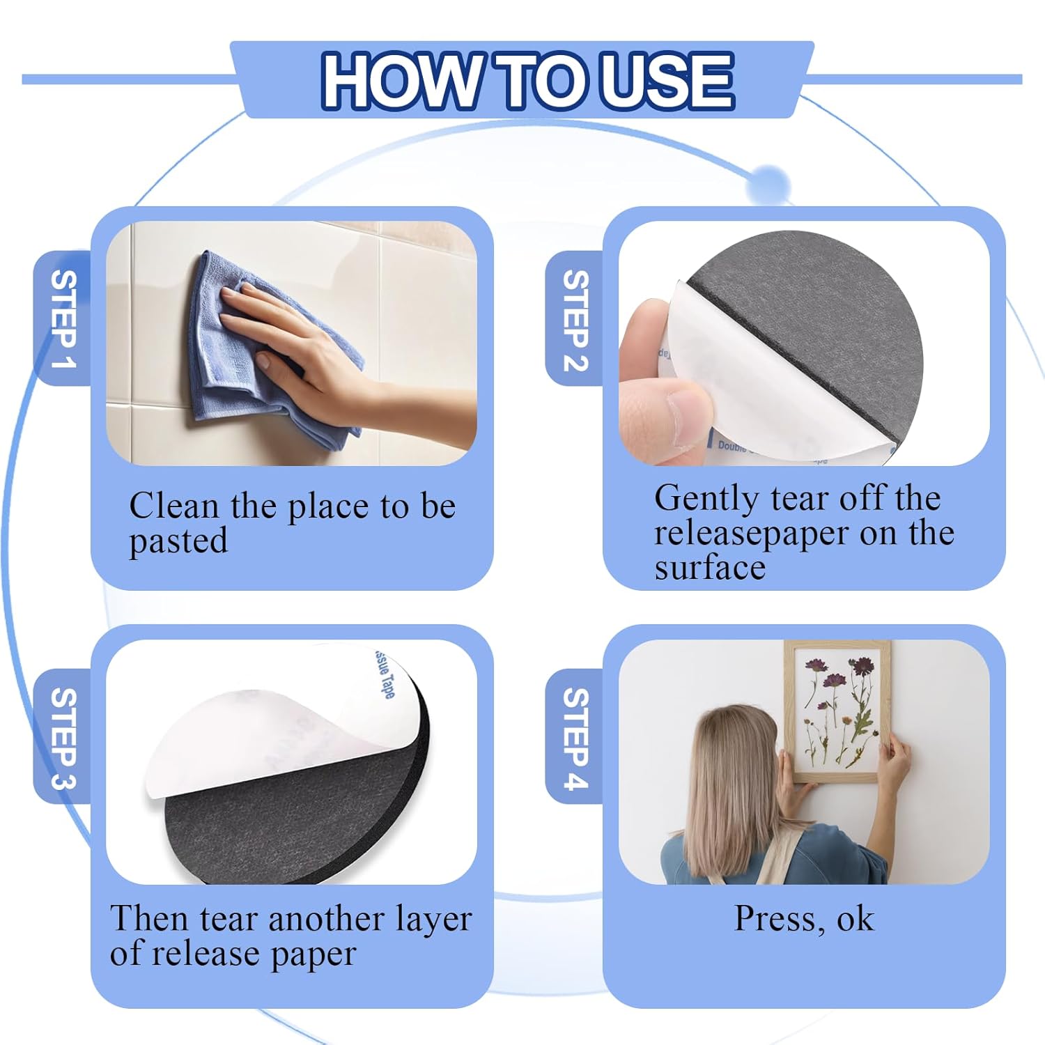 Double-Sided Foam Tape, Strong Adhesive Tape, High Density Foam Tape, for Photos, Posters, Paintings, Fest, Car, Can Be Removed Easily Without Residue