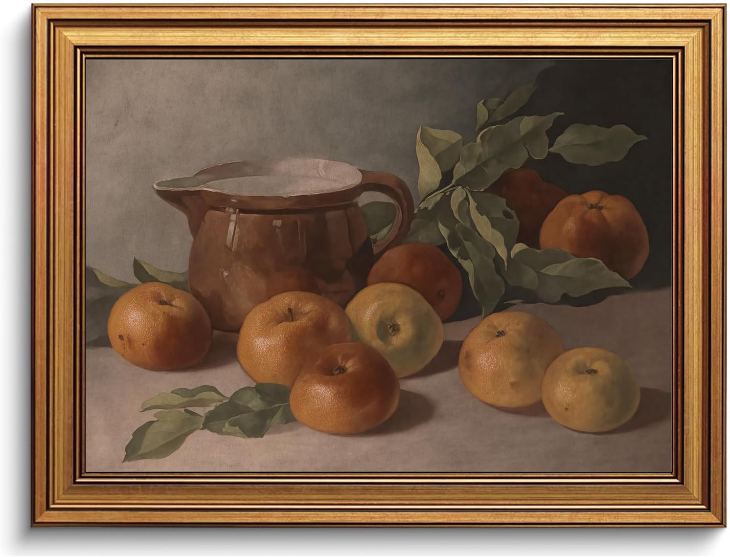 BRUZYIYE Gold Framed Wall Art Vintage Wall Art Apples Still Life Oil Painting Abstract Wall Pictures Fruit Canvas Prints Shelf Decor Farmhouse Wall Decor for Kitchen Living Room12x16inch
