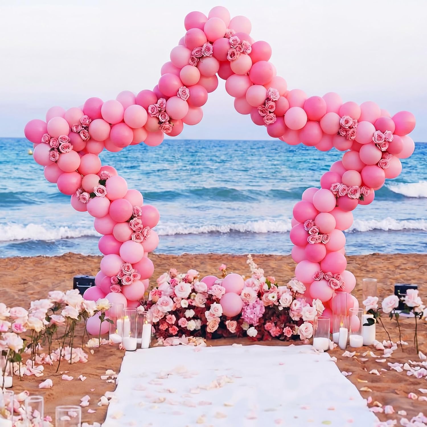Silipull Star Gaint 8 ft Arch Backdrop Stand Kit Easy Assembly Metal Frame for Wedding Ceremony Entrance, Bridal Photo Booth, Birthday Baby Shower Decor Graduation Dance Photo Walls