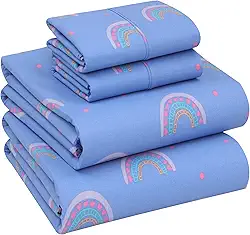 RUVANTI Lençóis 100% algodão – roupa de cama percal de tamanho completo, design floral refrescante e respirável, durável com uma sensação nítida, macia e confortável, bolso profundo de 40,6 cm