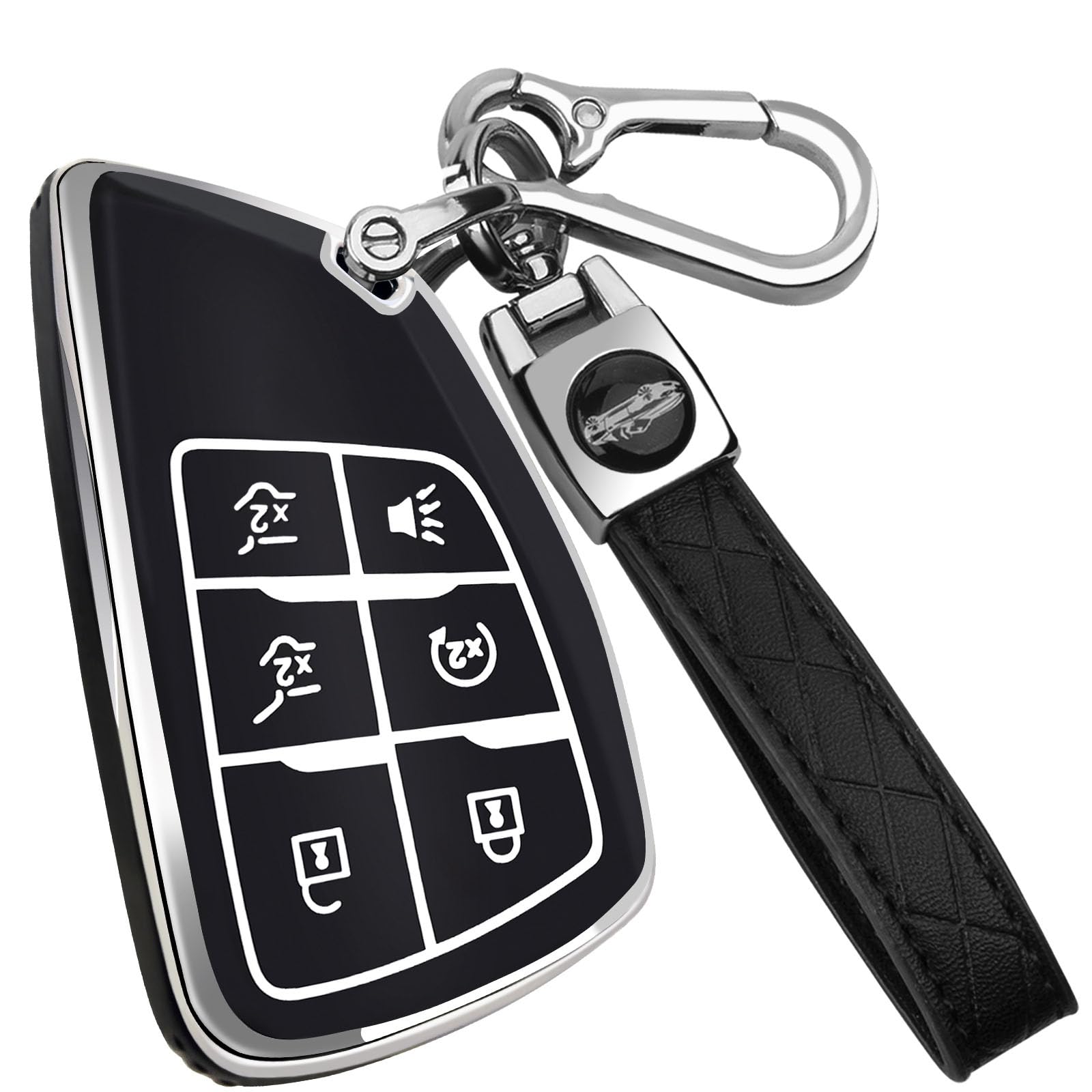 XIYANG TRADE for Chevy Key Fob Cover with Keychain,Key Case Shell TPU Protection Compatible with Chevy GMC Yukon Denali Tahoe Suburban Equinox Traverse Silverado Terrain Buick Envision（Black）