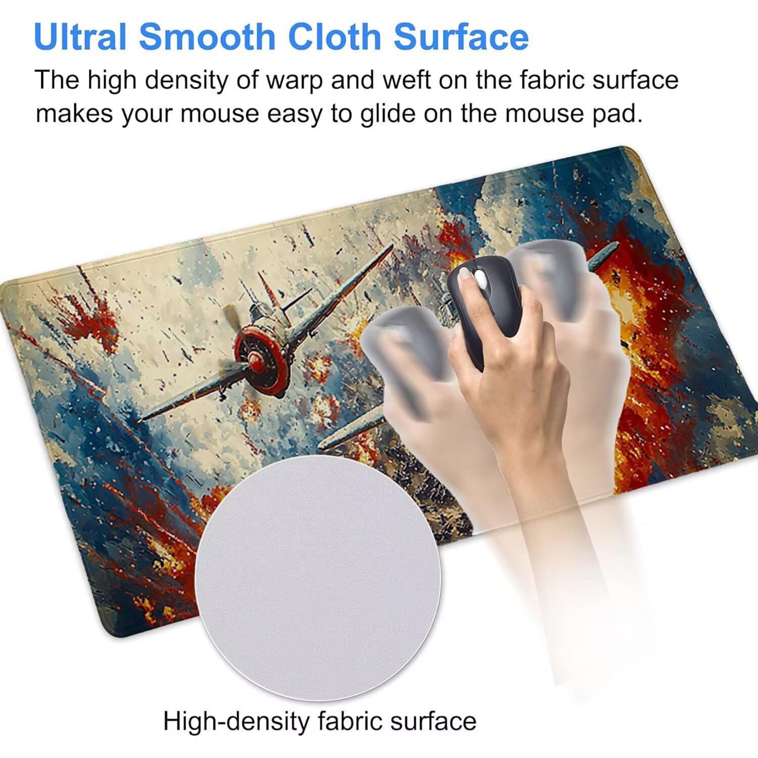 Tappetino per Mouse XXL 1200 x 400 mm Tappetino Mouse Gaming Grande, Mousepad con Base in Gomma Antiscivolo, Tappeto per Tavolo da Gaming per Mouse e Tastiera, Accessori PC (aereo) u-184