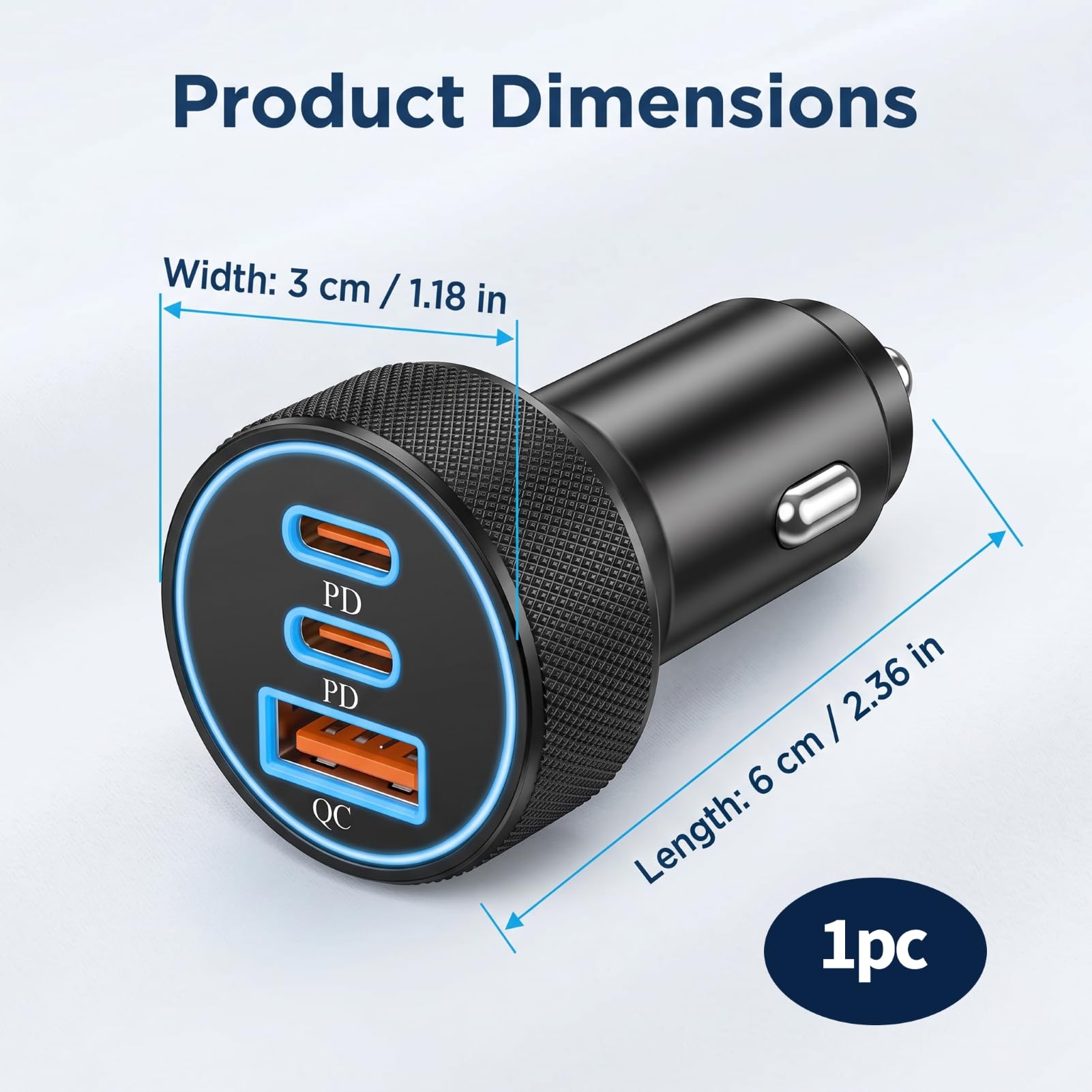 3 Port USB C KFZ Ladegerät, USB C PD Auto Adapter 67W mit PD 30W y QC3.0 USB A, 12V/24V Auto Ladeadapter für iPhone 17/17e/16/15/14/13, Samsung Galaxy S26/S25/S24, iPad, Pixel, Xiaomi, Wohnmobil