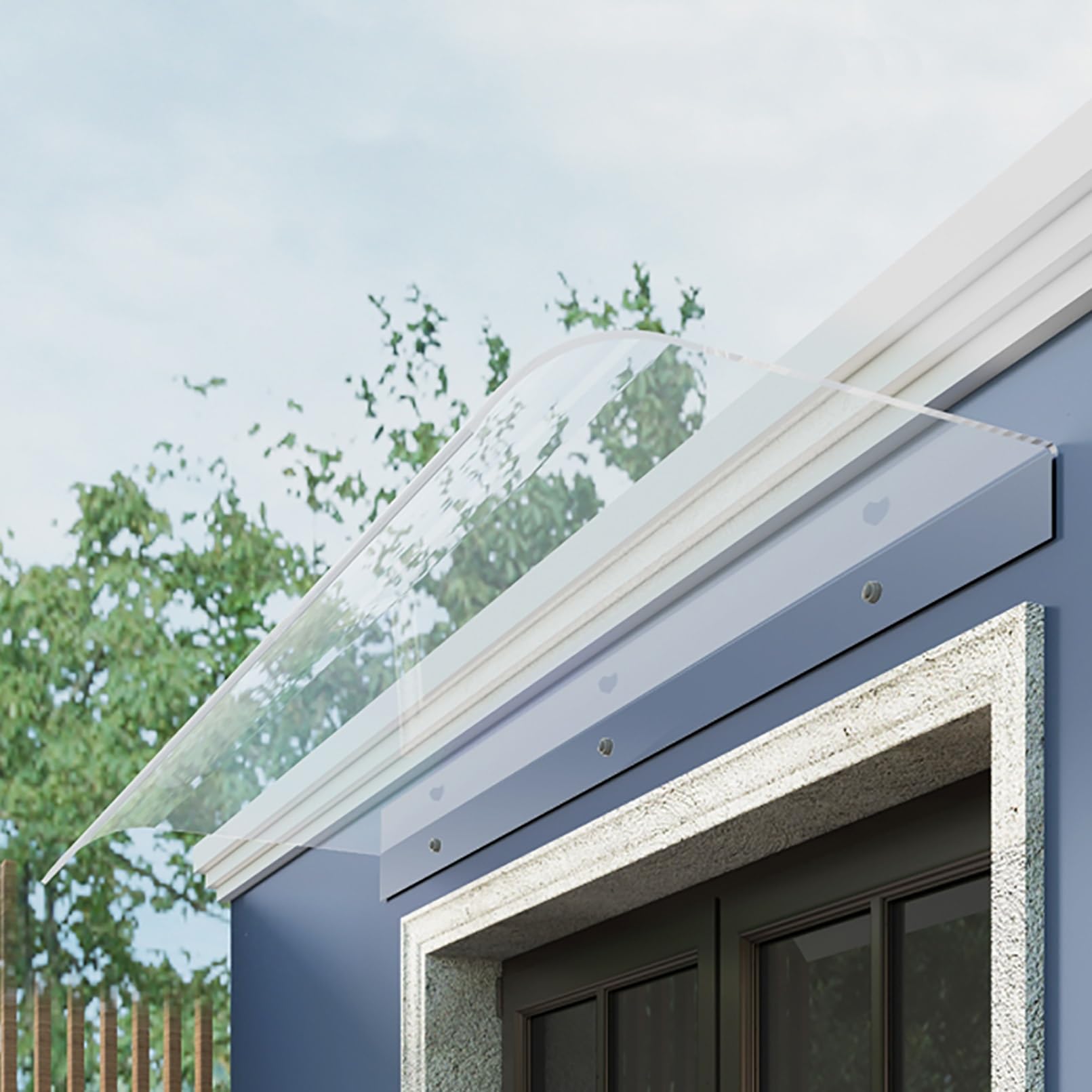 GJMSSMY Transparent Window Awning Curved Entry Door Canopy Invisible Polycarbonate Protection Patio Door Shelter for Garages & Sidewalks 40x120cm (15.7x47.2in)
