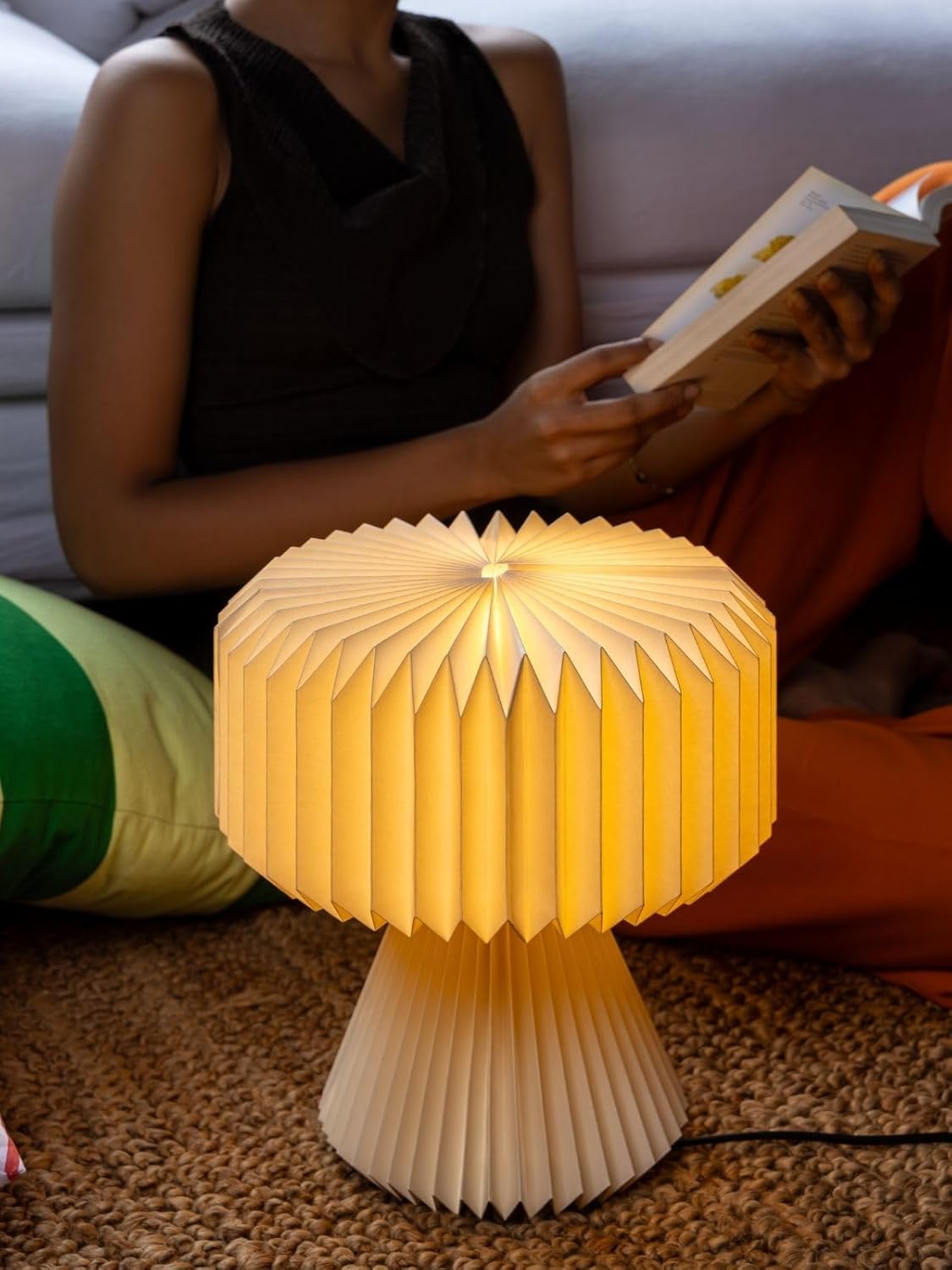 FIG Living Ori Table Lamp for Living Room Decoration, Bedroom, Study and Gifting | 32 cm Tall Origami Design Lampshade | Premium Laminated Paper – Dust and Water Resisant | Ambient Night Lamp