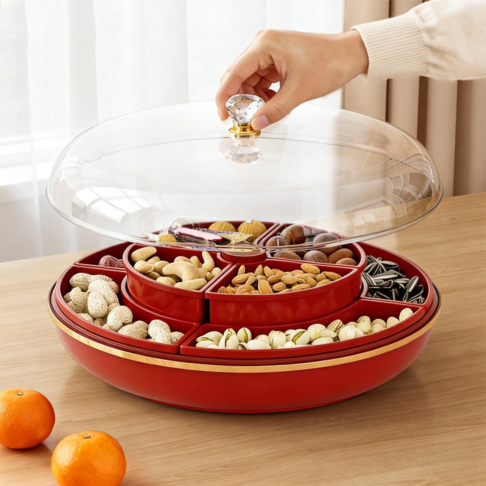 Snack-mit Deckel Abnehmbare Fächer Box
