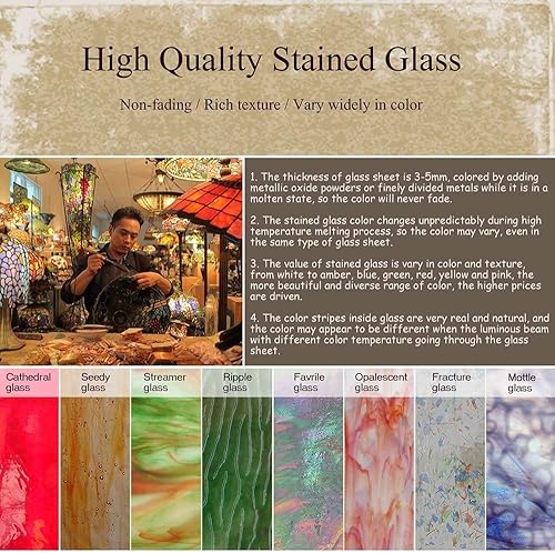 Miniatura 7 de Bieye L10683 Lámpara de mesa barroca estilo Tiffany con vitrales de luz nocturna con pantalla azul de 12 pulgadas de ancho para mesita de noche,