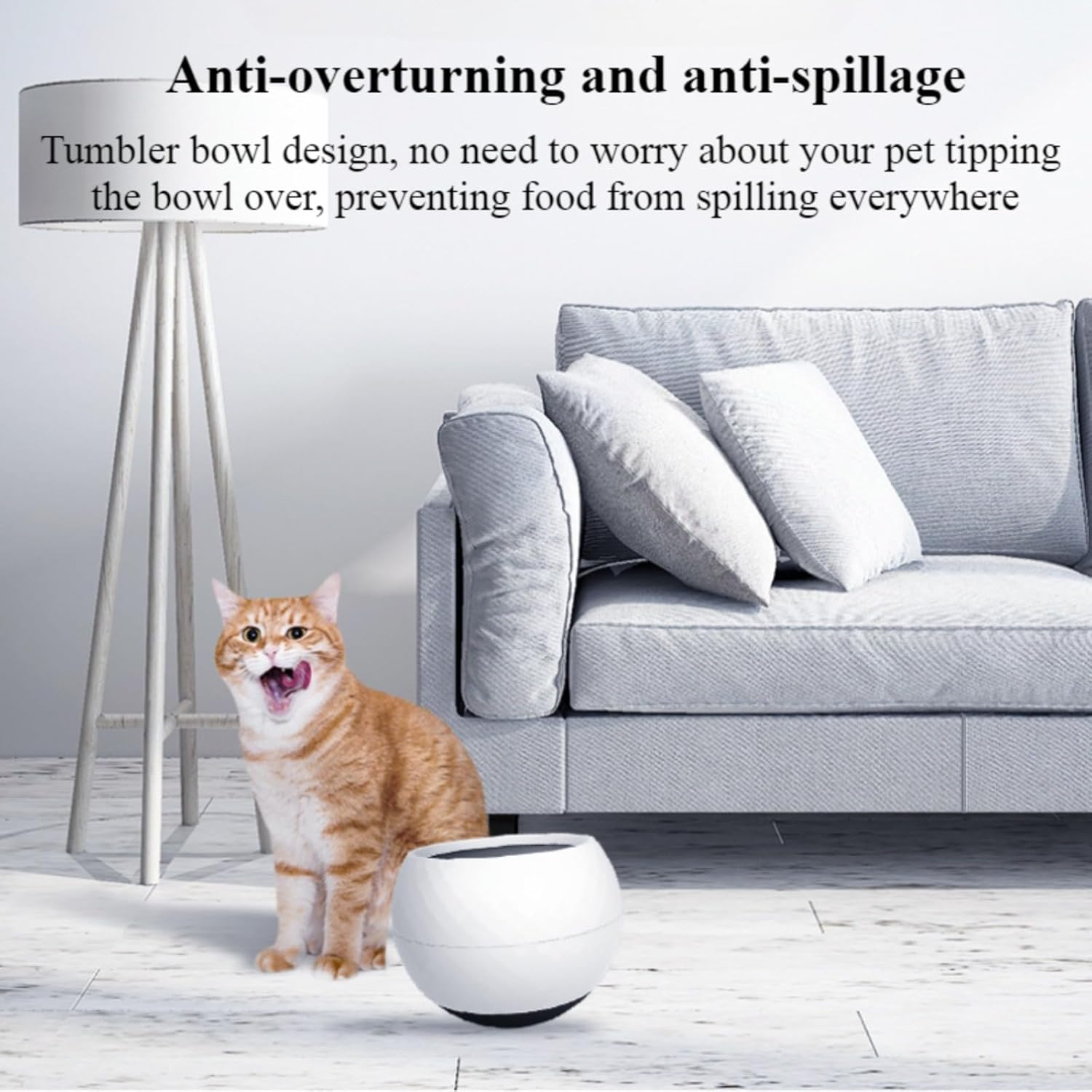 Pet Tumbler Slow Food Bowl | Slow Feeding + Anti-overturning and Anti-spillage + Fun Swinging Design | Feeding and consuming Energy at Home, Suitable for Cats and Dogs (Grey)