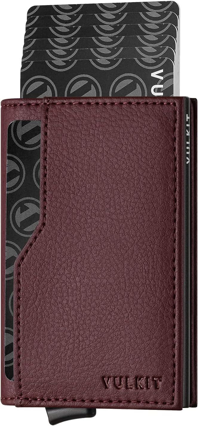 Card Holder Wallet with Double ID Windows RFID Blocking Pop Up Wallet Minimalist Design for 12 Cards