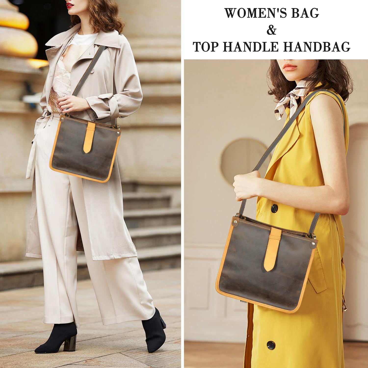 Genuine Leather Satchel Cross-body Bag Handbag Top-Handle Shoulder Bag For Women 600-6640