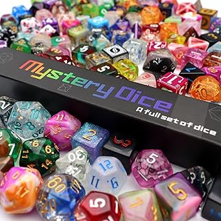 Haxtec Mystery DND Dice Set Random Style 7PC Polyhederal Dice Set with Dice Display Case Compatible with Dungeons and Dragons Dice Blind Box DND Gifts