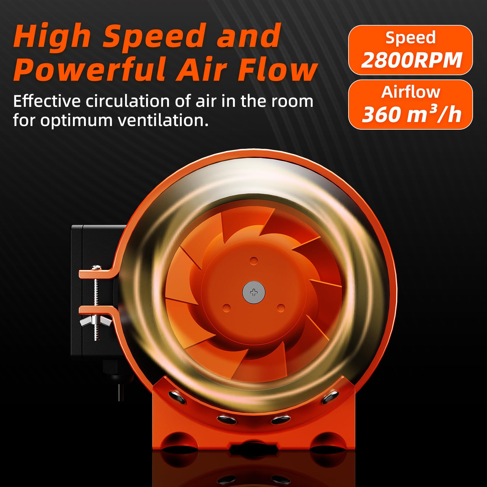 FanGoFast 100mm Ventola Aspirazione Regolabile 360m³/h Estrattore aria in linea con Controllore di Velocità Variabile e Presa IEC, Ventola Aspiratore per Bagno, Cucina, Serra