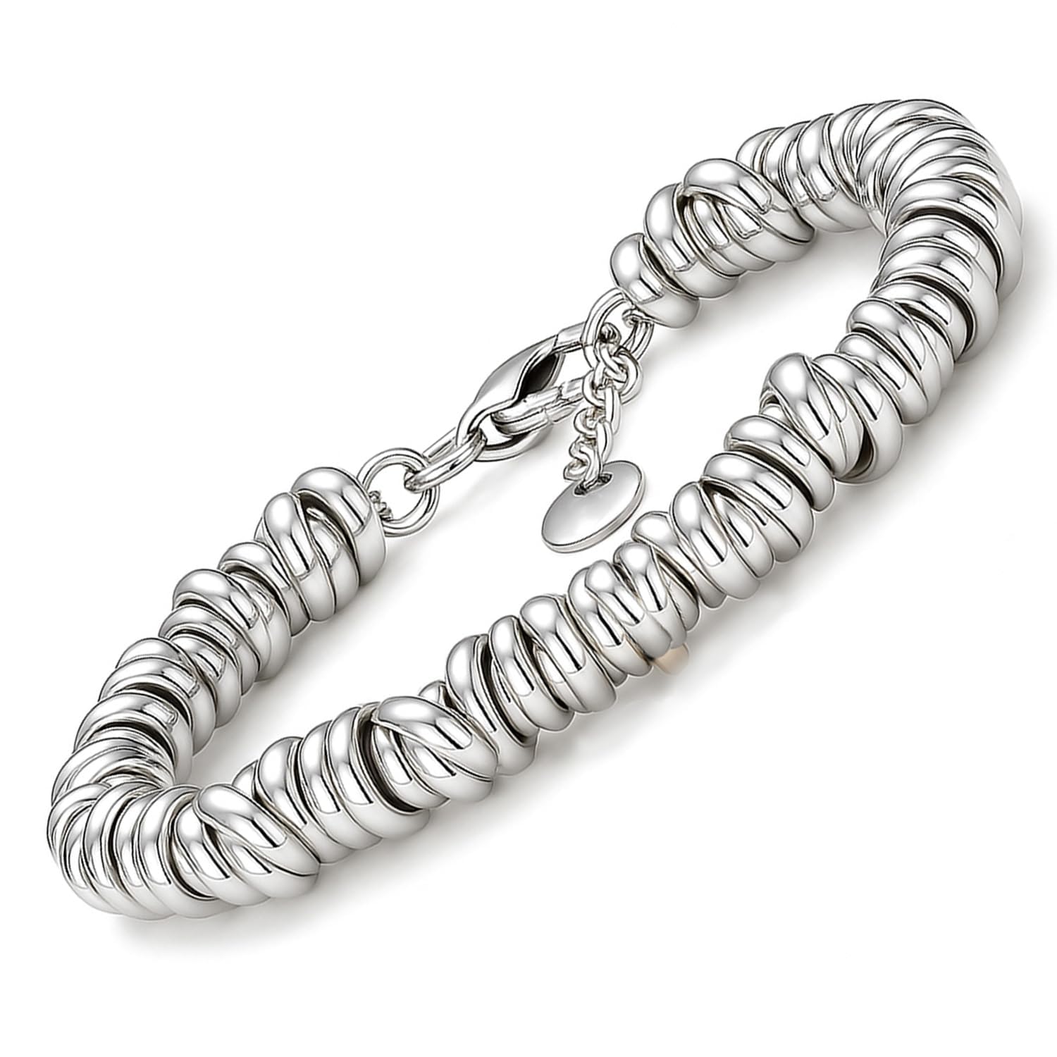 SAGA GIOIELLI® BRACCIALE DONNA INTRECCIATO NODINI ACCIAIO DIVERSI COLORI