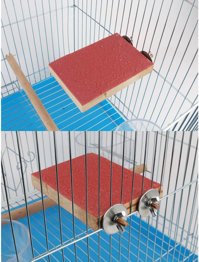 kathson Bird Perch Platform, Parrot Sanded Stand Wooden Corner Shelf Fan Shaped Cage Playground for Parrots Conures Budgies Parakeets Cockatiels Lovebirds