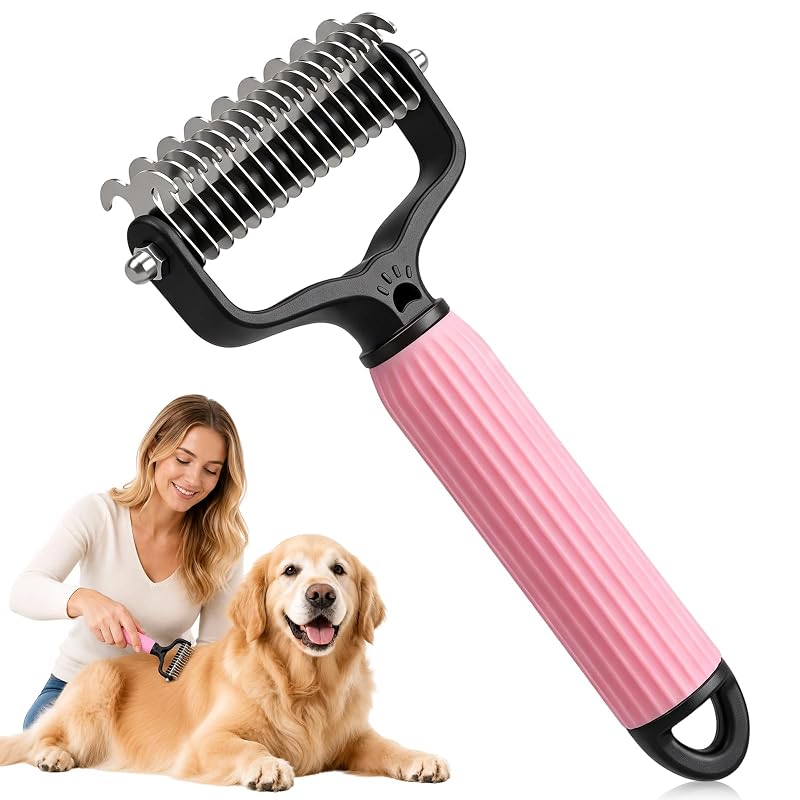 Escova Dupla Face para Remoção e Desembaraço de Pelos de Cães e Gatos Generic Pink