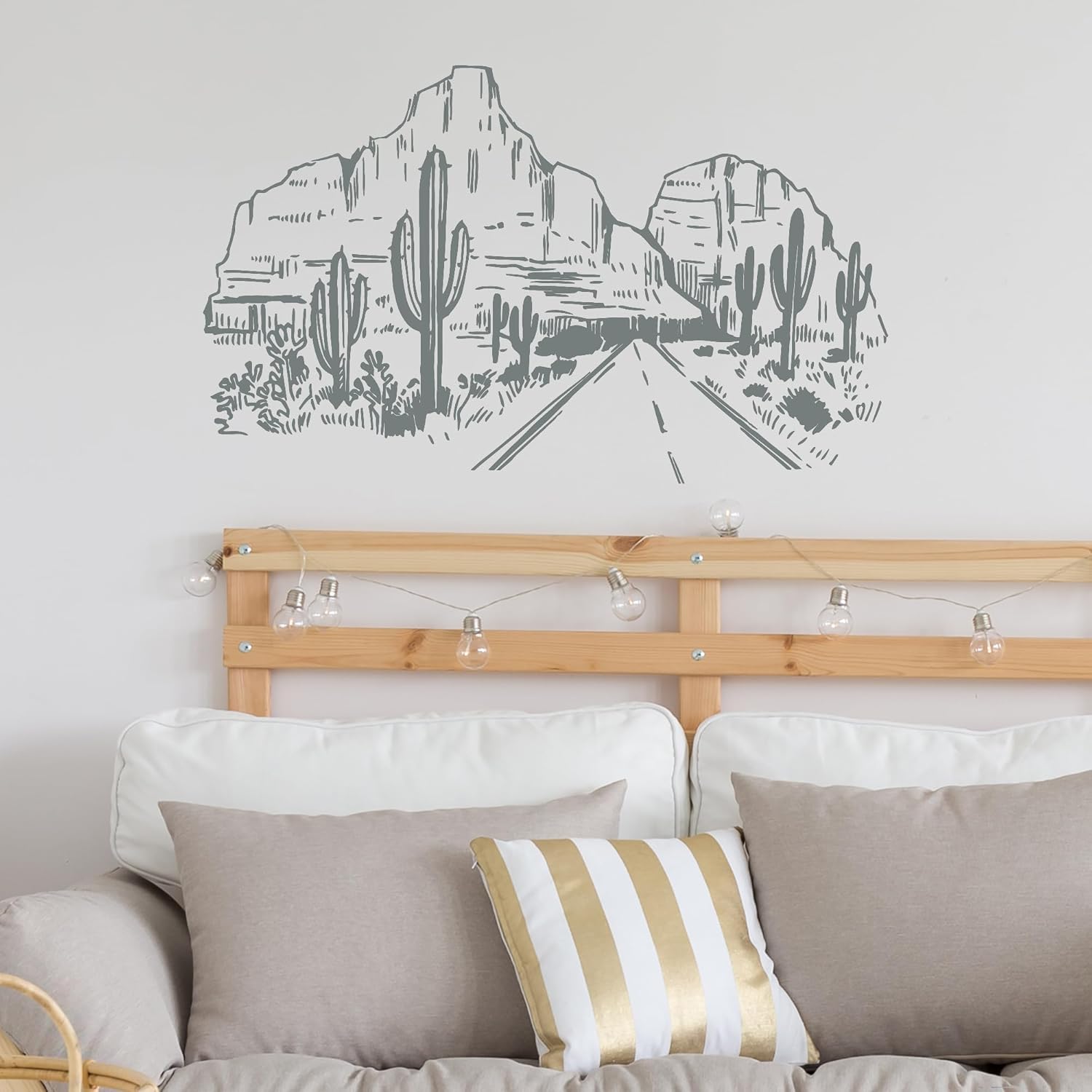 Vinyl Wall Decal Sketch Cacti Desert Western American Landscape Stickers Mural Large Decor (g7088) Black
