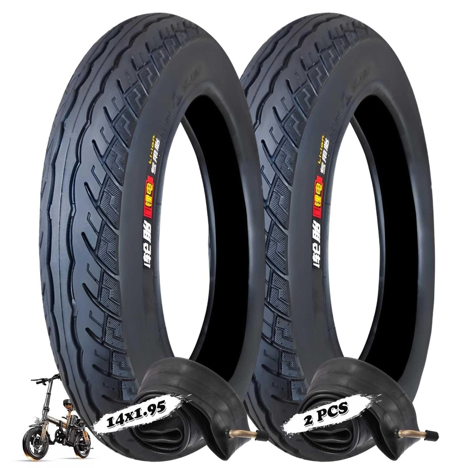 2pcs 14x1.95 Pneumatico per Bici Elettrica | 14 1.95 Pneumatici Resistenti Alle Forature con Camera D'aria | Antiscivolo per Bici Pieghevole