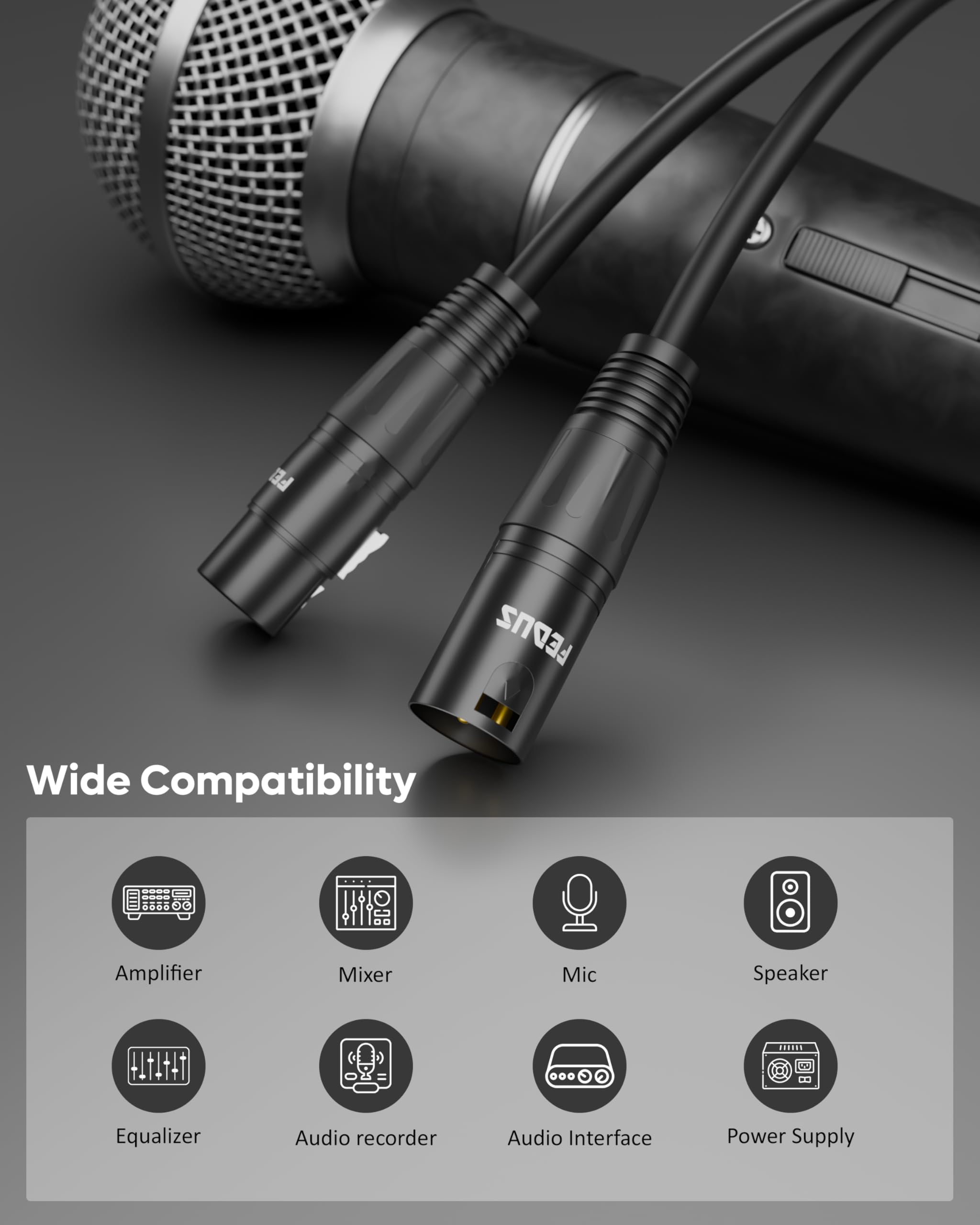 FEDUS StagePro XLR Cable Male to Female 5 Meter, Professional 3 Pin Balanced Microphone Mic Cord, 24AWG Oxygen-Free Copper, Mic Wire, Noise-Free Audio & DMX Wire for Podcast, Stage, Studio Mixer — Amazon image 3