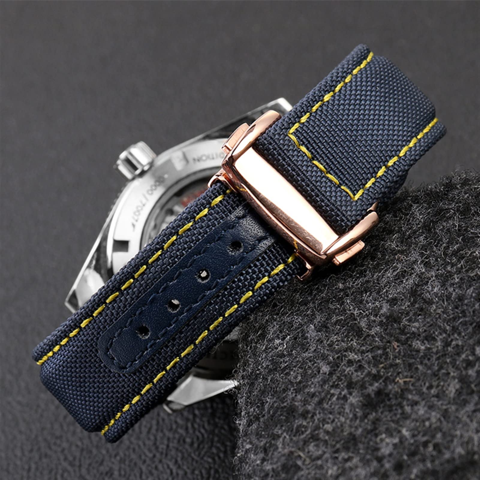 19 mm 20 mm tkany płócienny pasek do zegarka Omega Seamaster 300 AT150 tkanina skóra nylon AQUA TERRA 150 niebieski czarny pasek do zegarka, 19mm, Agat