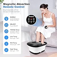 Vista 3 de KNQZE Bañera de spa plegable con calor y control remoto, masaje de burbujas, control de temperatura, luz roja, temporizador, 16 rodillos y piedra