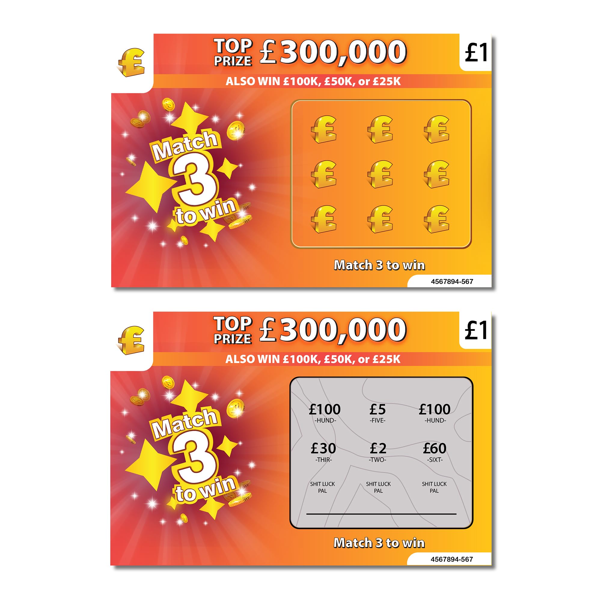 2 Pack Novelty Funny Joke Scratch Cards | Dad Prank Scratch Cards | Funny Gifts for Man | Stocking Filler (SH*T LUCK PAL)