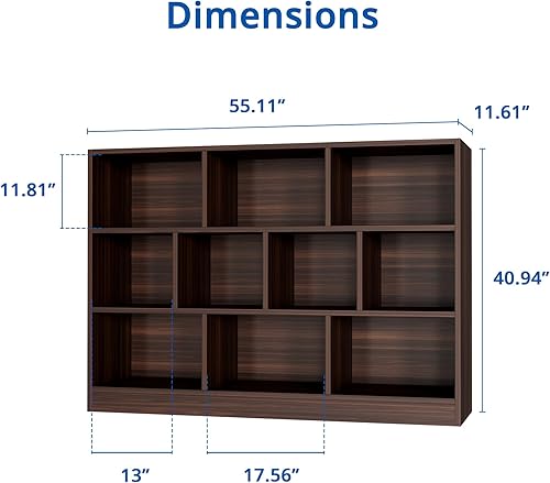 Miniatura 2 de Cozy Castle Estantería marrón, estantería abierta de 3 niveles, organizador de almacenamiento de 10 cubos con dispositivo anti-inclinación para