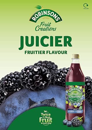 Robinsons Real Fruit Squash Creations, Low Calorie, Juicy BlackBerry & Blueberry, 1Litre