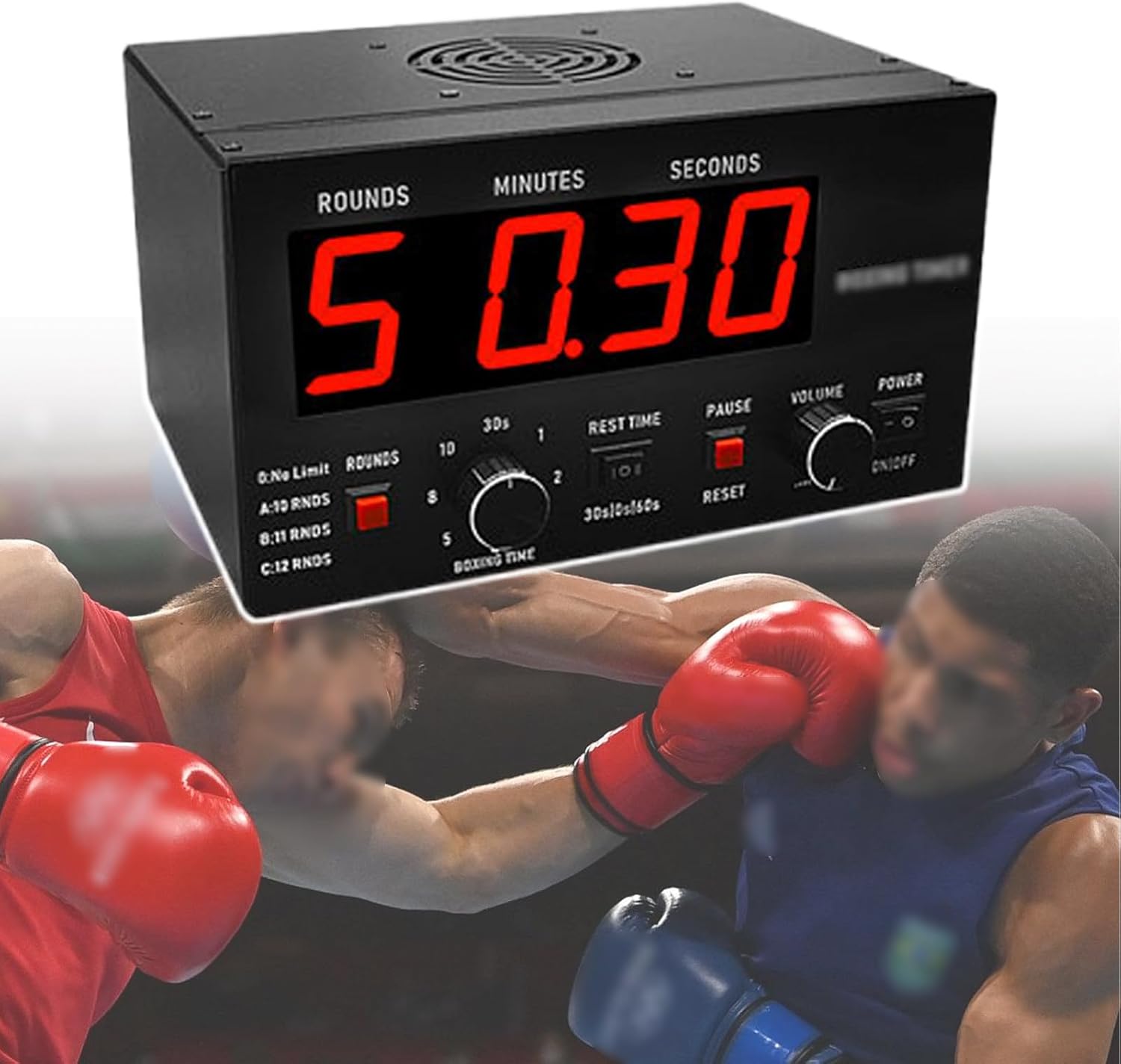Small Interval Timer for Boxing Competitions, Timer Clock for Fighting Training, Adjustable Sound, Support Cycle Repetitions,Blue