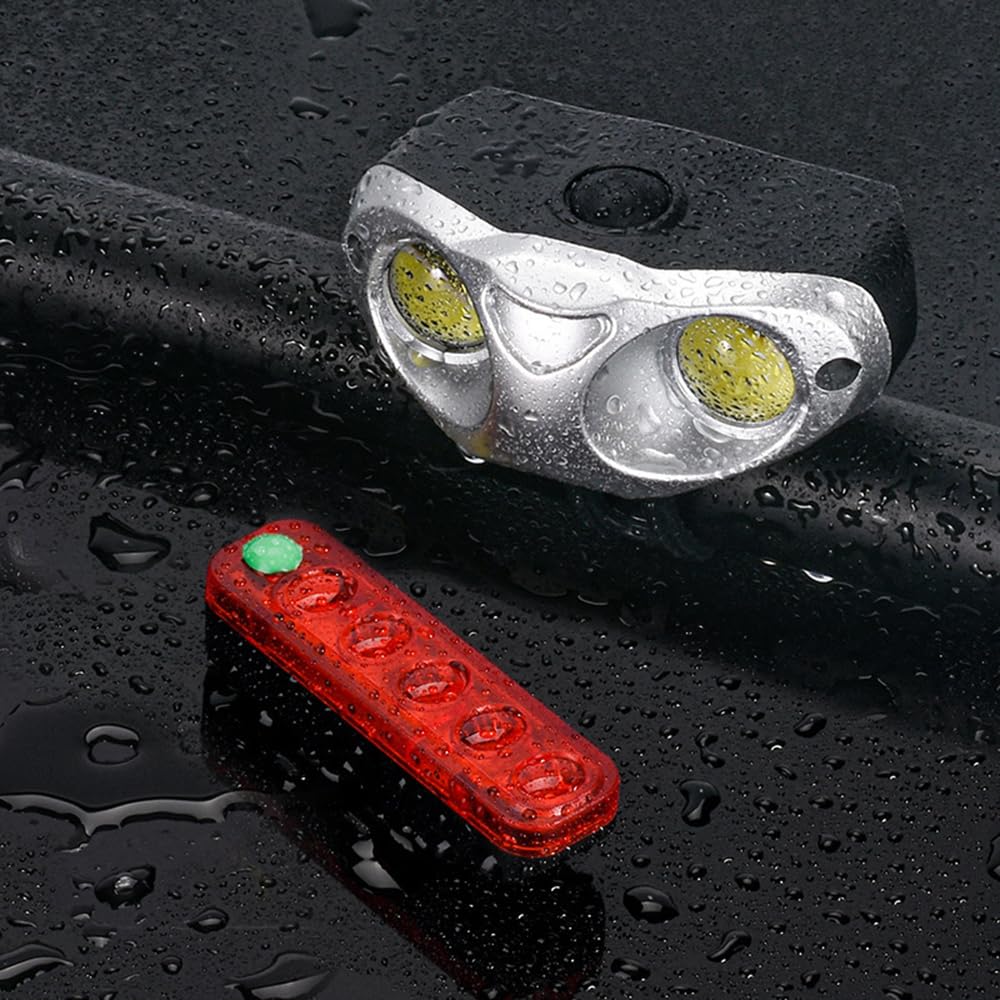 Fari per Biciclette Mountain Bike Fari di Guida Notturna Luci di Coda Ricarica USB Frog Lights Luci di Avvertimento per Ciclismo All'aperto