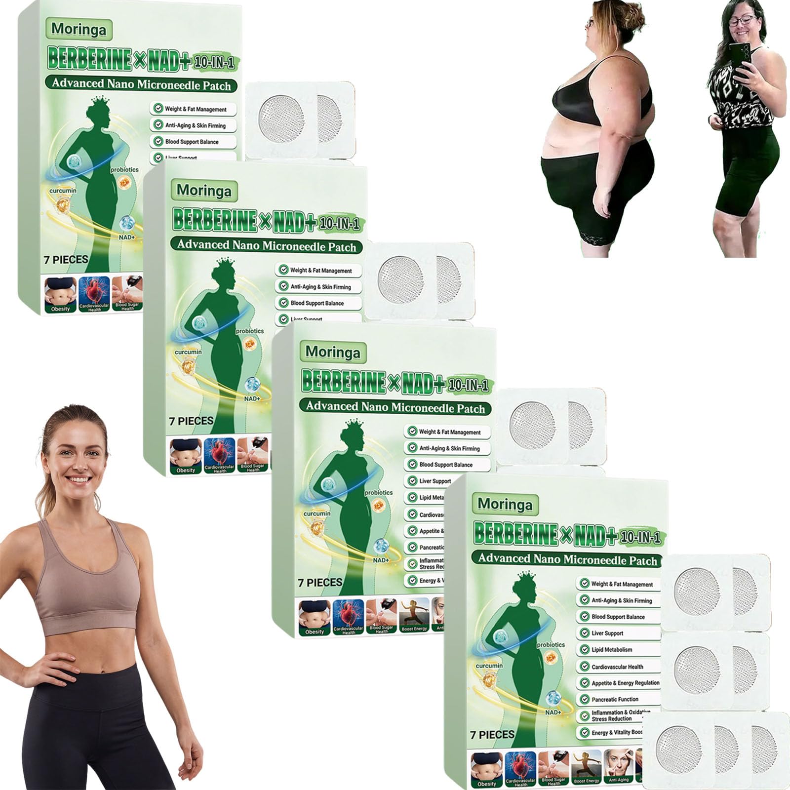 6 Cajas Moringa x Berberine Patch 10 en 1,parche avanzado de microagujas Moringa 10 en 1,Parche de Metabalance Profesional, Fácil de Aplicar, para hombres y mujeres (6-Cajas) — view 11