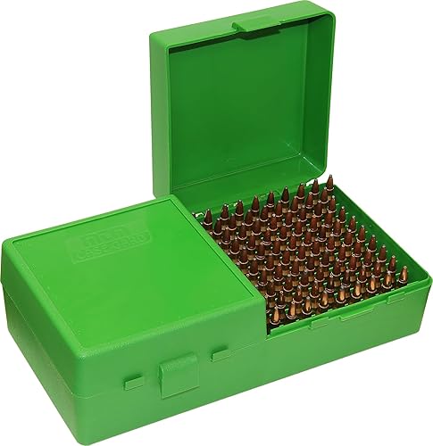 Miniatura 2 de MTM Case-Gard RS200-10 - Caja de munición 200 con tapa abatible redonda 223 204 Ruger 6x47, fabricado en Estados Unidos, color verde