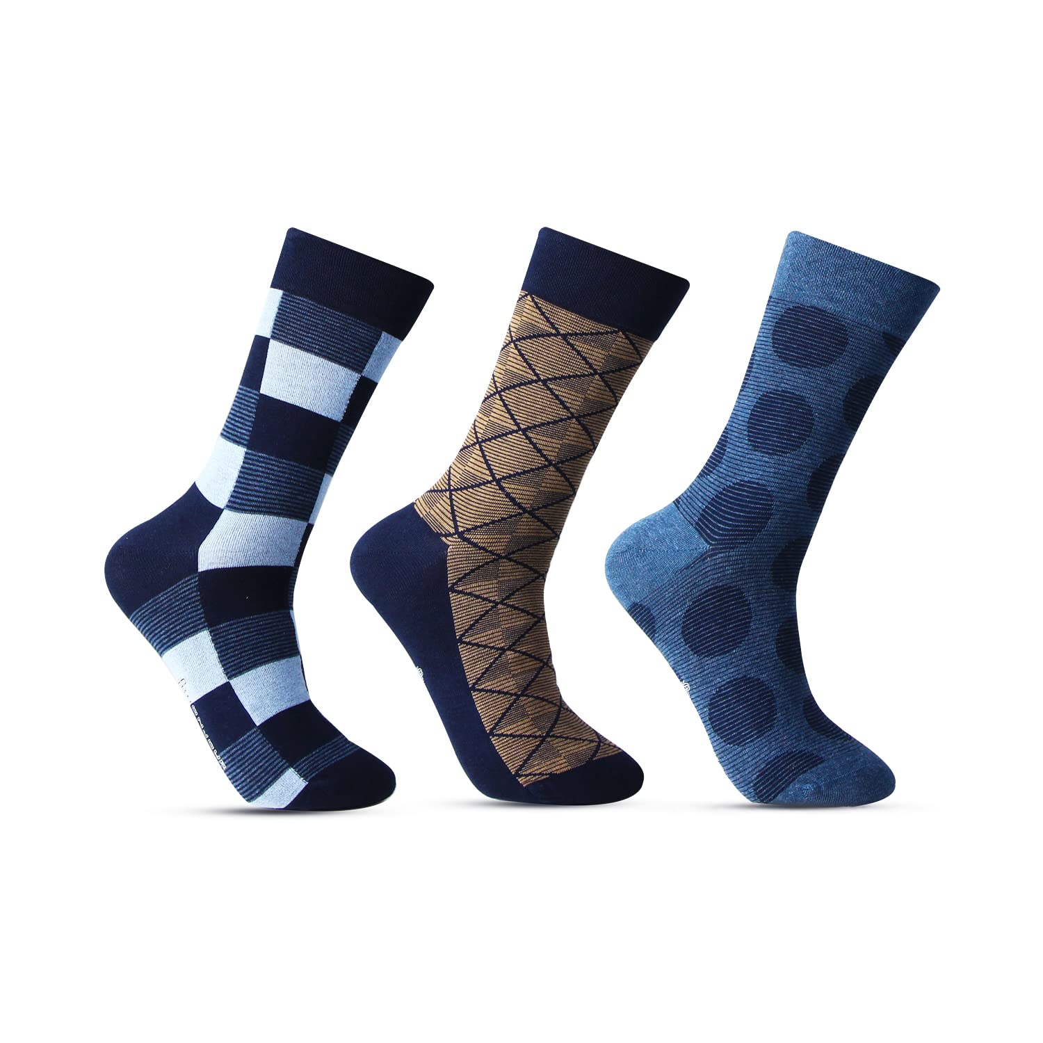 bonjour Cotton Designer Office/Business/Formal Crew Calf Length, Multicolor Socks For Men - Pack Of 3-picture-8