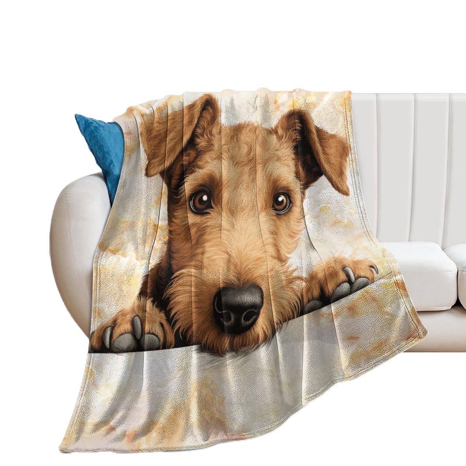Luijorgy Style-3 Lakeland Terrier Throw Blanket 50X60in Warm Super Soft & Plush Flannel Throws For Bed Couch Sofa Office Home, Microfiber Lightweight Cozy Fuzzy Blankets For Hot Sleepers