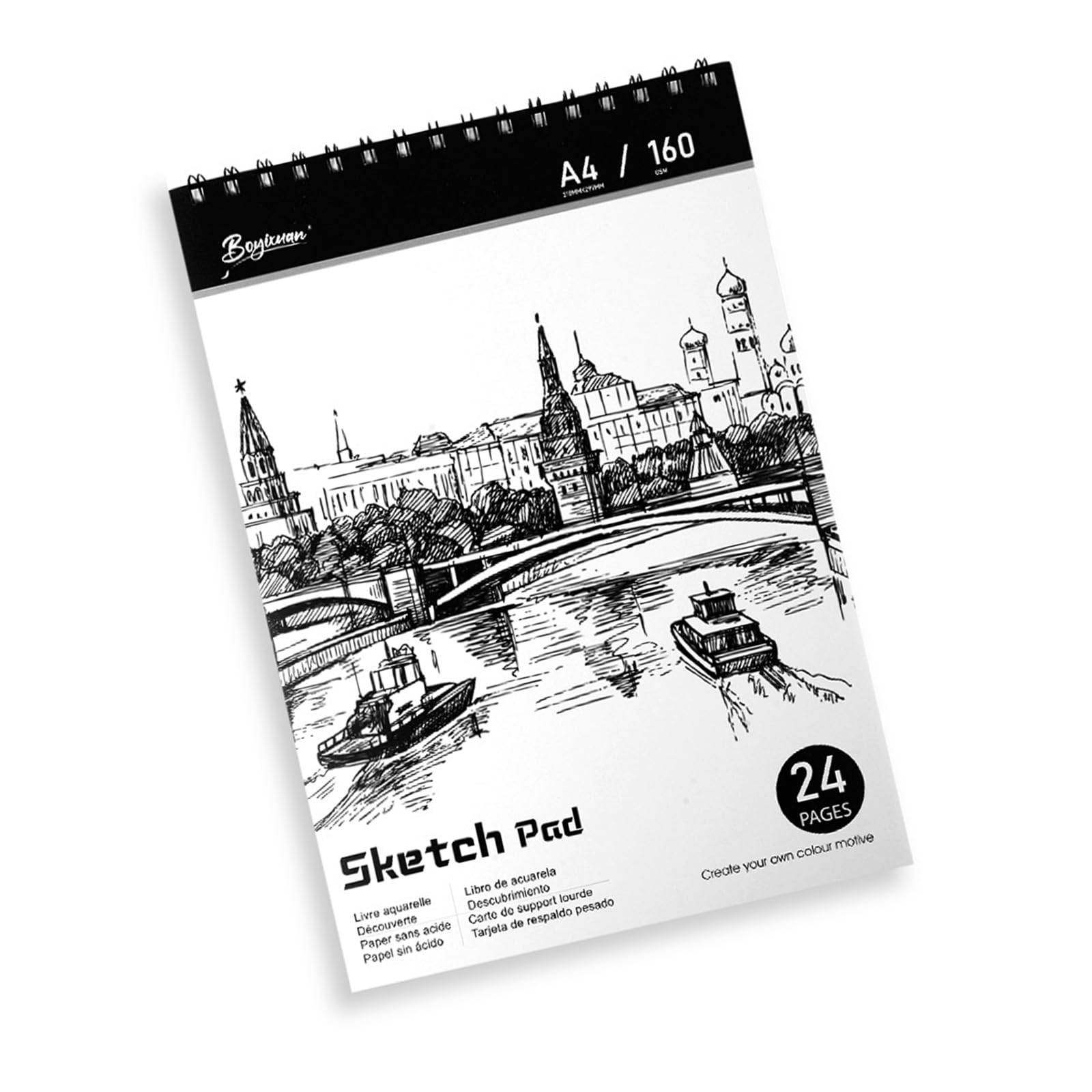 Hsioluted A4 Sketch Book Multipurpose 24 Pages 160Gsm Paper Artist Sketching Book Drawing Pad For Sketching Art Illustrations Sketch Pad