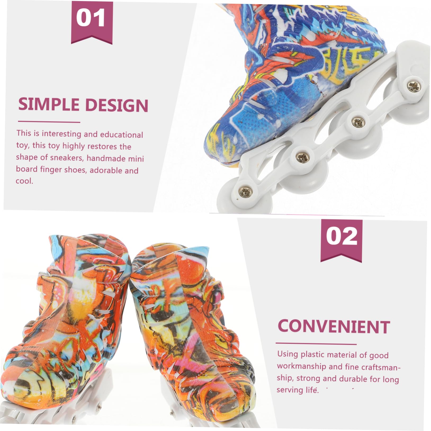 ifundom 2 Paar Fingerrollschuhe aus Kunststoff Realistisches Fingerskatel Spielzeug zur Fingerbeweglichkeit und Stressabbau Spielzeug für Schreibtisch Zufälliger Stil