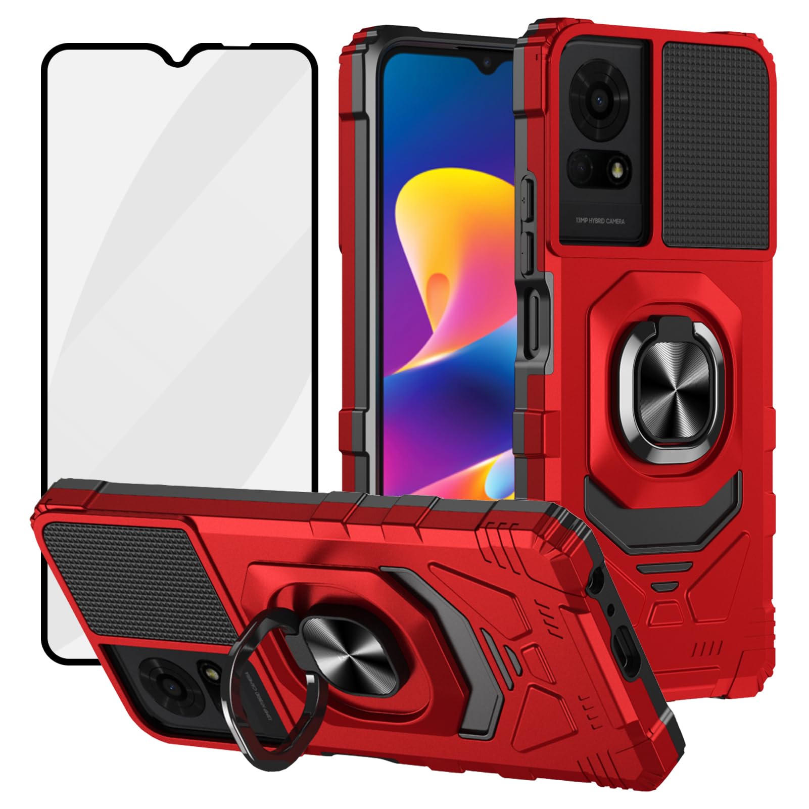 Ailiber for TCL K24 T434D Case with Screen Protector, TCL 50 LE Case with Stand for Magnetic Car Mount, Military Grade, Heavy Duty Protective Cell