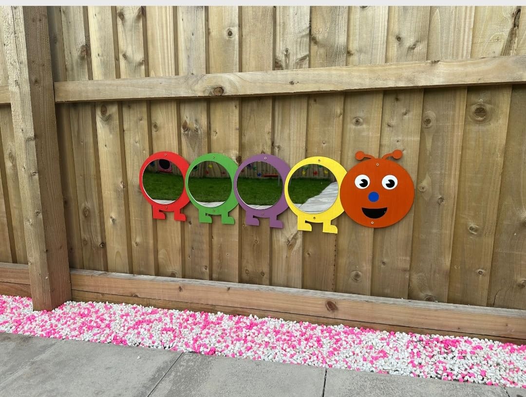 Large ACRYLIC caterpillar mirror, sensory garden, sensory room, garden use