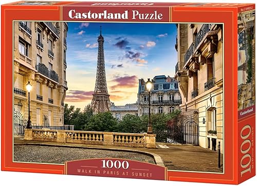 CASTORLAND Rompecabezas de 1000 piezas, paseo en París al atardecer, rompecabezas de Francia, paisaje urbano, torre Eiffel, rompecabezas para