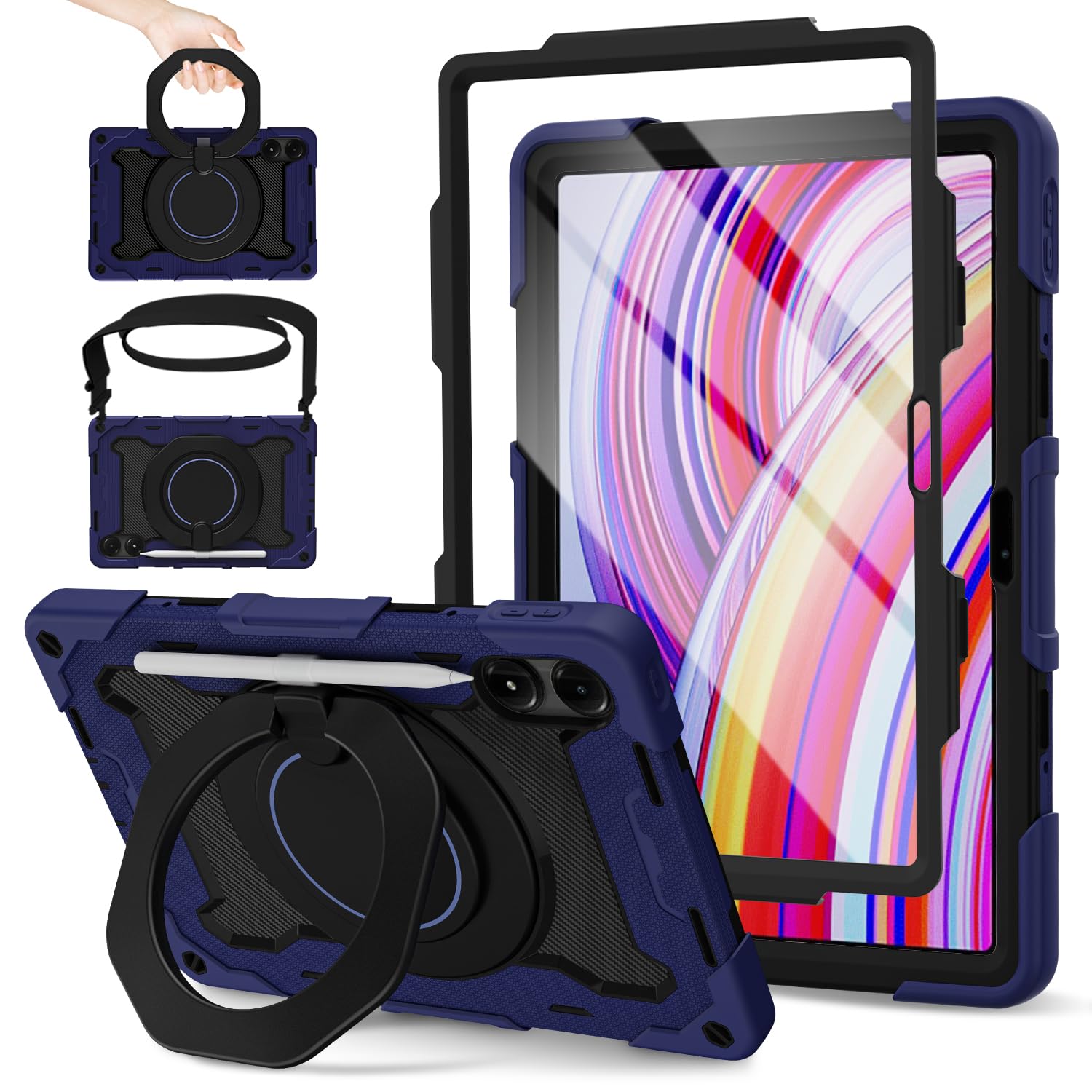 Schutzhülle Für Xiaomi Redmi Pad Pro 12.1 Zoll / Poco Pad – Mit Stifthalter, Auto Sleep/Wake, Navy