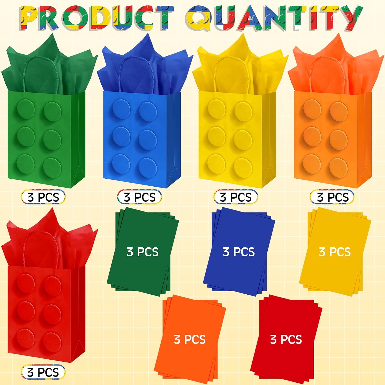 Sabary 15 Pcs Building Block Favor Bags, Colorful Bricks Candy Treat Goodie Bags with Handles, Paper Gift Box for Birthday Party, Baby Shower and Celebration Supplies image 5